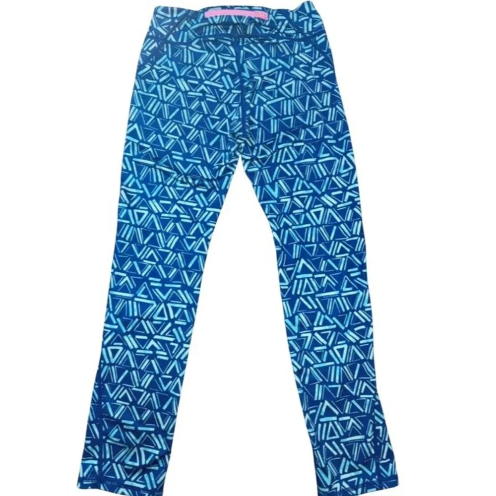 Zella from Nordstrom Blue Geometric Athletic Athleisure Leggings Zipper Pocket